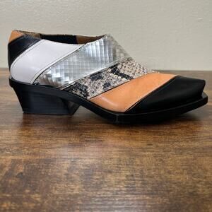 Proenza Schouler Hex Loafers 6 Pointed Toe Ankle Leather Snake Striped Womens
